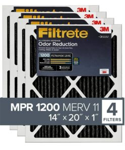 3M Filtrete 14x20x1 MPR 1200 Clean Living Odor Reduction Furnace & AC Air Filter – 4-Pack