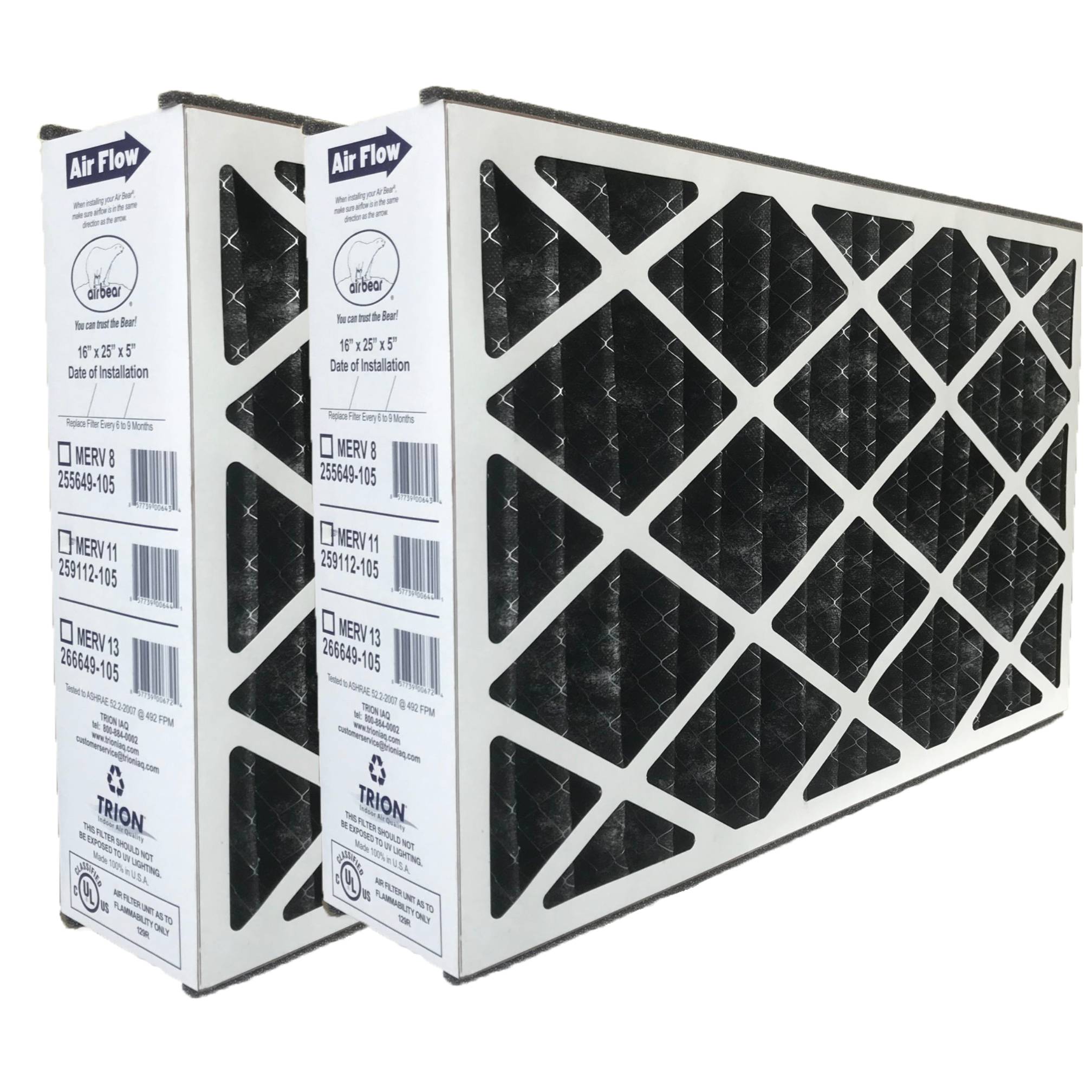Trion Air Bear 288649-205 16x25x5 MERV 8 Carbon Filter- 2-Pack